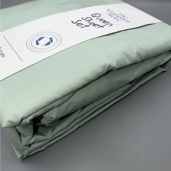 The Company Store Queen Sheet Set - Green Percale - Picture 4 of 7